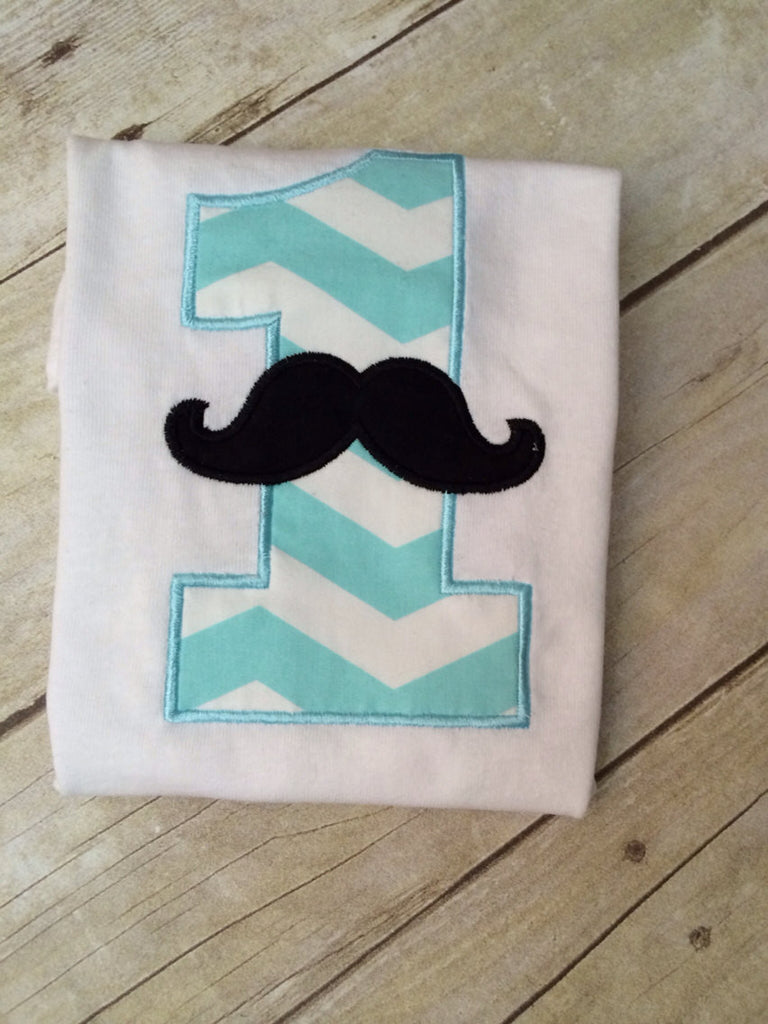 If you Mustache ask Birhtday Shirt you pick thread colors ANY AGE - Pretty's Bowtique