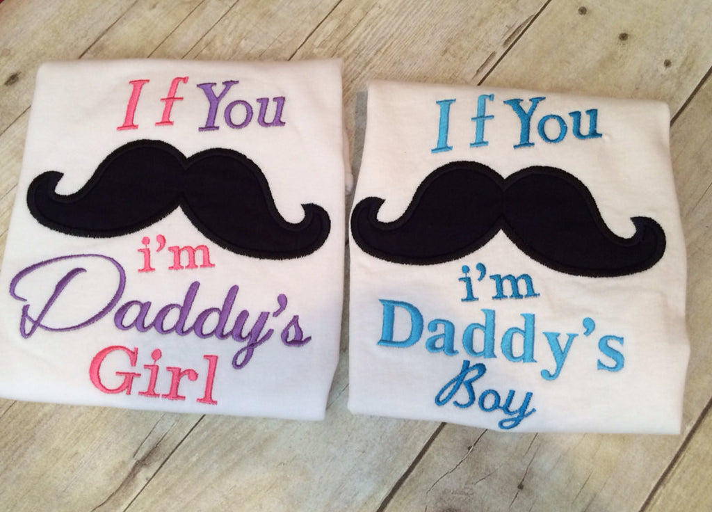 If you mustache ask I'm Daddy's Boy or Girls shirt -- Mustache Gifts, Mustache Accessory, Mustache Shirt, Baby Shower Gift, Mustache Party - Pretty's Bowtique