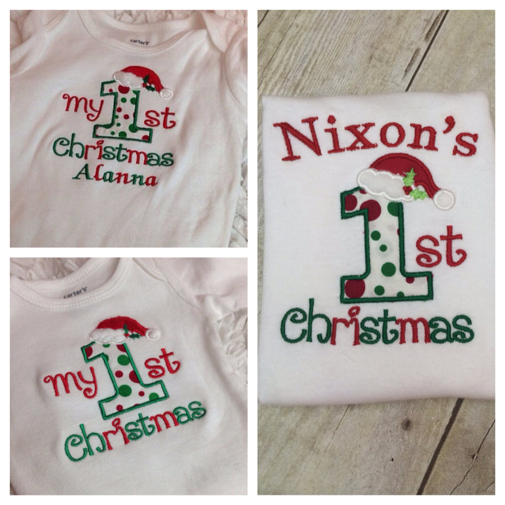 Baby 1st Christmas personalized bodysuit or shirt - Babies 1st Christmas Shirt - Pretty's Bowtique