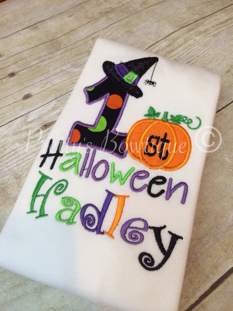 Girls my 1st Halloween outfit -- My 1st Halloween girls bodysuit or t shirt Adorable -- 3pc set - Pretty's Bowtique