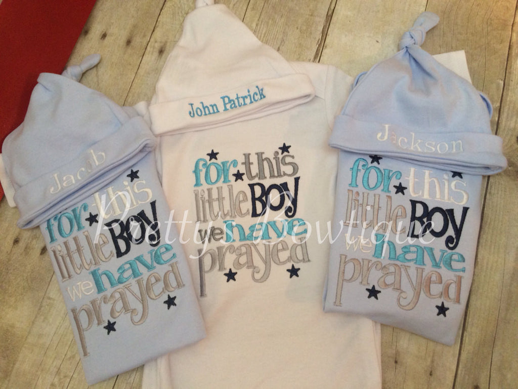 FOR this Little GIRL I or We have Prayed newborn gown and hat••SALE•• - Pretty's Bowtique