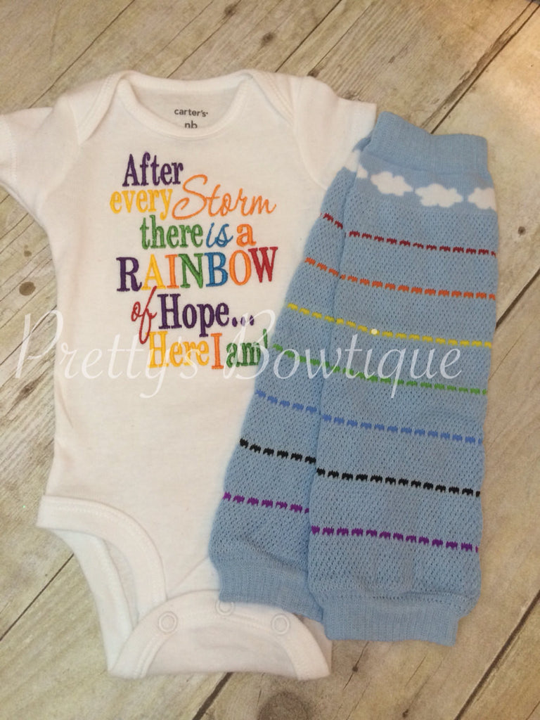 Coming home outfit Rainbow Baby Set Bodysuit or shirt and matching legwarmers Miracle baby - Pretty's Bowtique