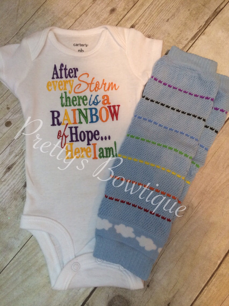 Coming home outfit Rainbow Baby Set Bodysuit or shirt and matching legwarmers Miracle baby - Pretty's Bowtique