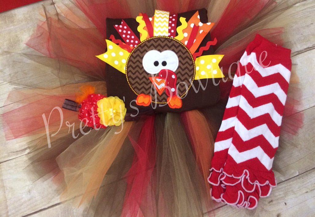 Thanksgiving Tutu Outfit for Girl -- 4-Piece Outfit in Sizes Newborn to 12 Years - Pretty's Bowtique