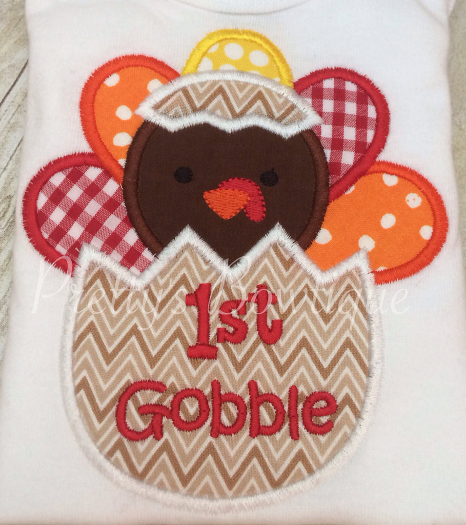 Baby boy My 1st Thanksgiving bodysuit or Shirt My 1ST Gobble - Pretty's Bowtique