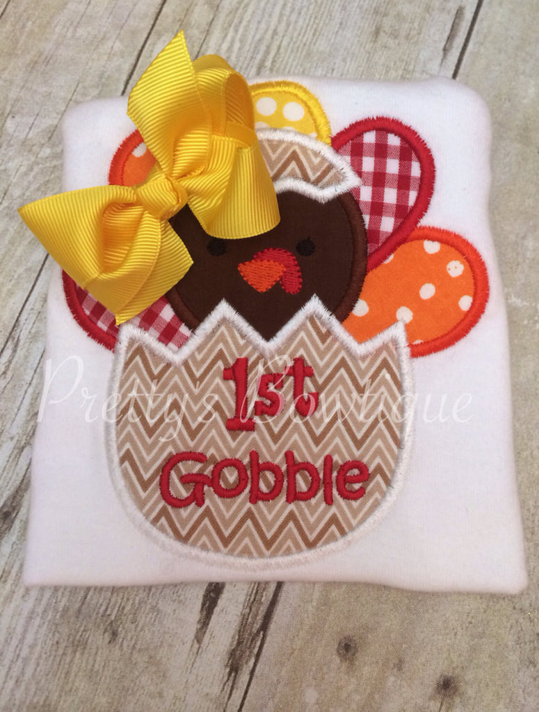Girls My 1st thanksgiving bodysuit or shirt Thanksgiving  My 1ST Gobble baby girls - Pretty's Bowtique