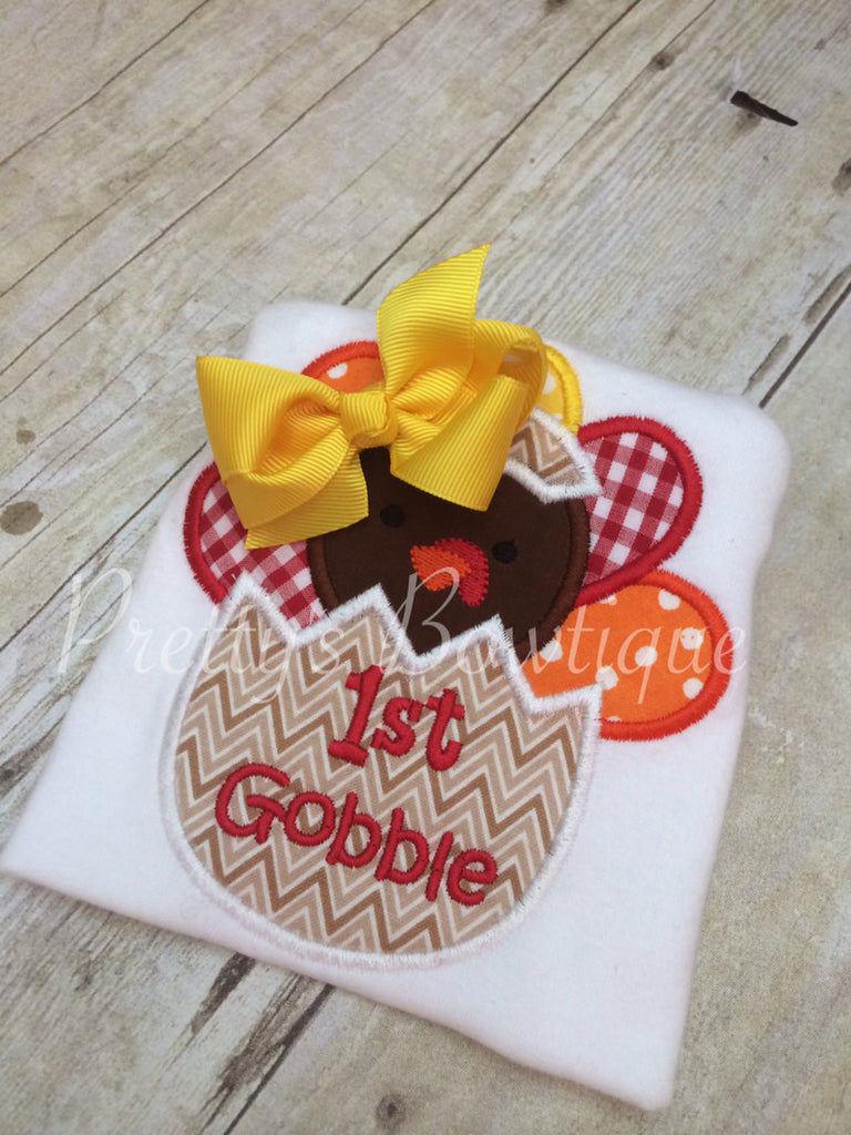 Girls My 1st thanksgiving bodysuit or shirt Thanksgiving  My 1ST Gobble baby girls - Pretty's Bowtique