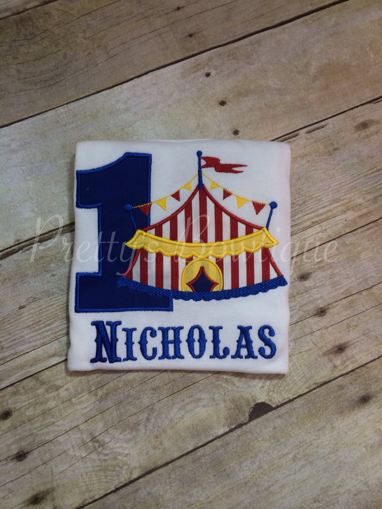 Boy Circus Under the BIG tent shirt.  Perfect for a trip to the circus or a Circus PARTY - Pretty's Bowtique