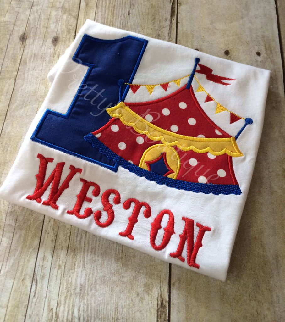 Circus Birthday Circus Under the BIG tent shirt.  Perfect for a trip to the circus or a Circus PARTY bodysuit - Pretty's Bowtique