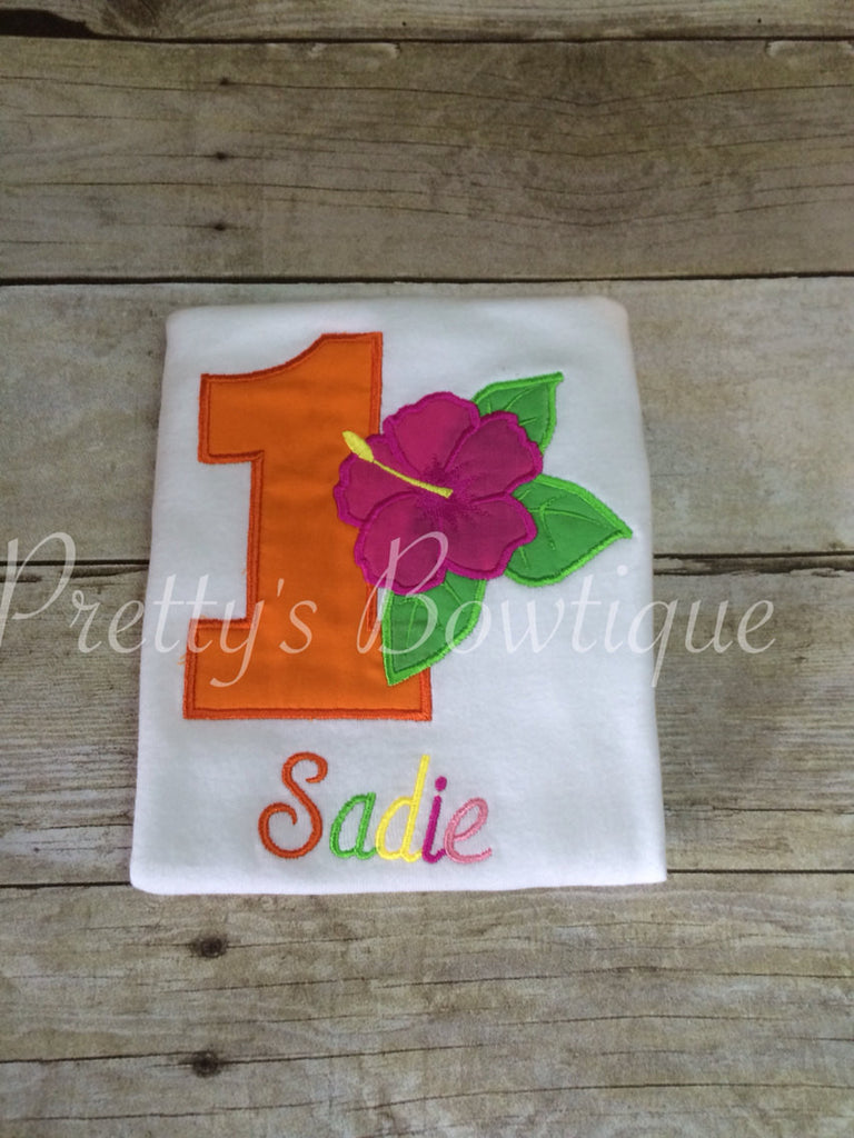 Hawaiian Luau Birthday Shirt any age or colors - Pretty's Bowtique