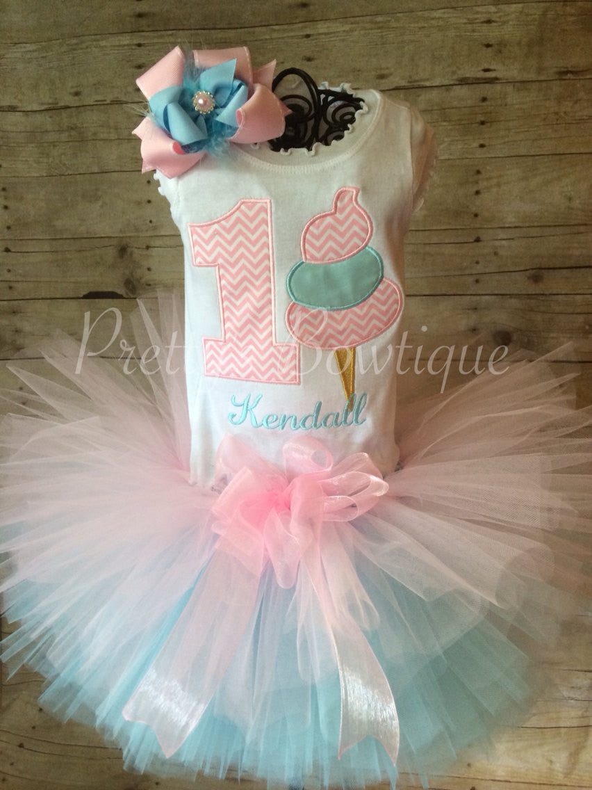 customize birthday dress Deluxe Cotton Candy birthday set you can customize colors Shirt, Tutu, & Bow