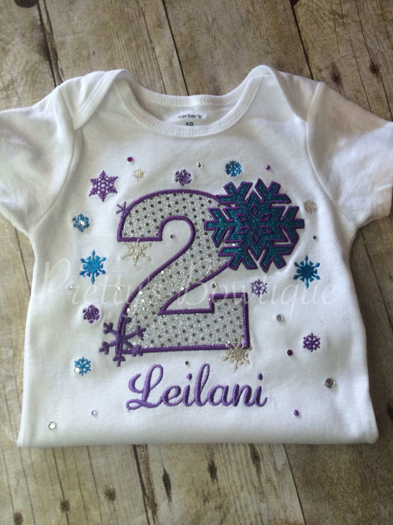 Winter Wonderland birthday shirt custom Onerland Frozen Bling - Pretty's Bowtique