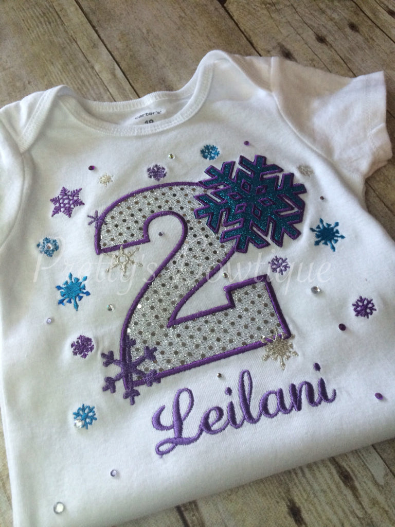 Winter Wonderland birthday shirt custom Onerland Frozen Bling - Pretty's Bowtique