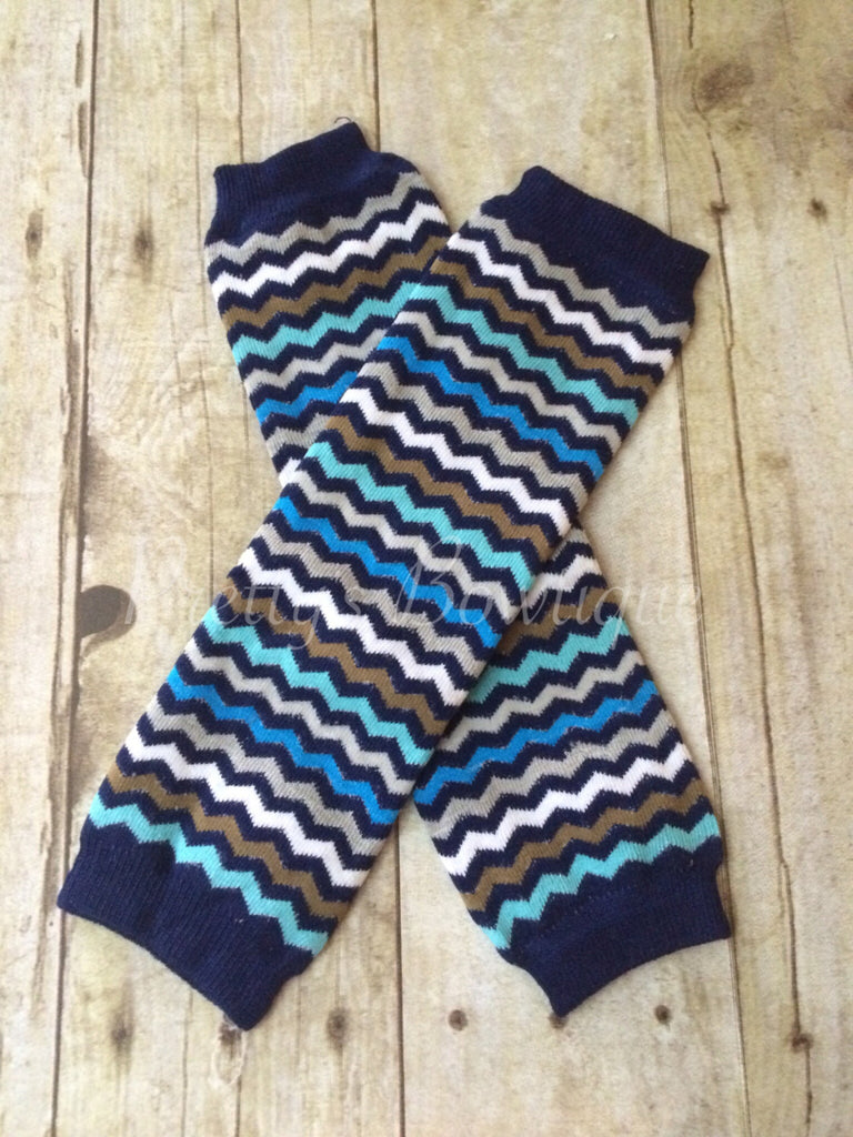 Chevron Blues Leg Warmers-Baby leg warmers/Photo Prop - Pretty's Bowtique