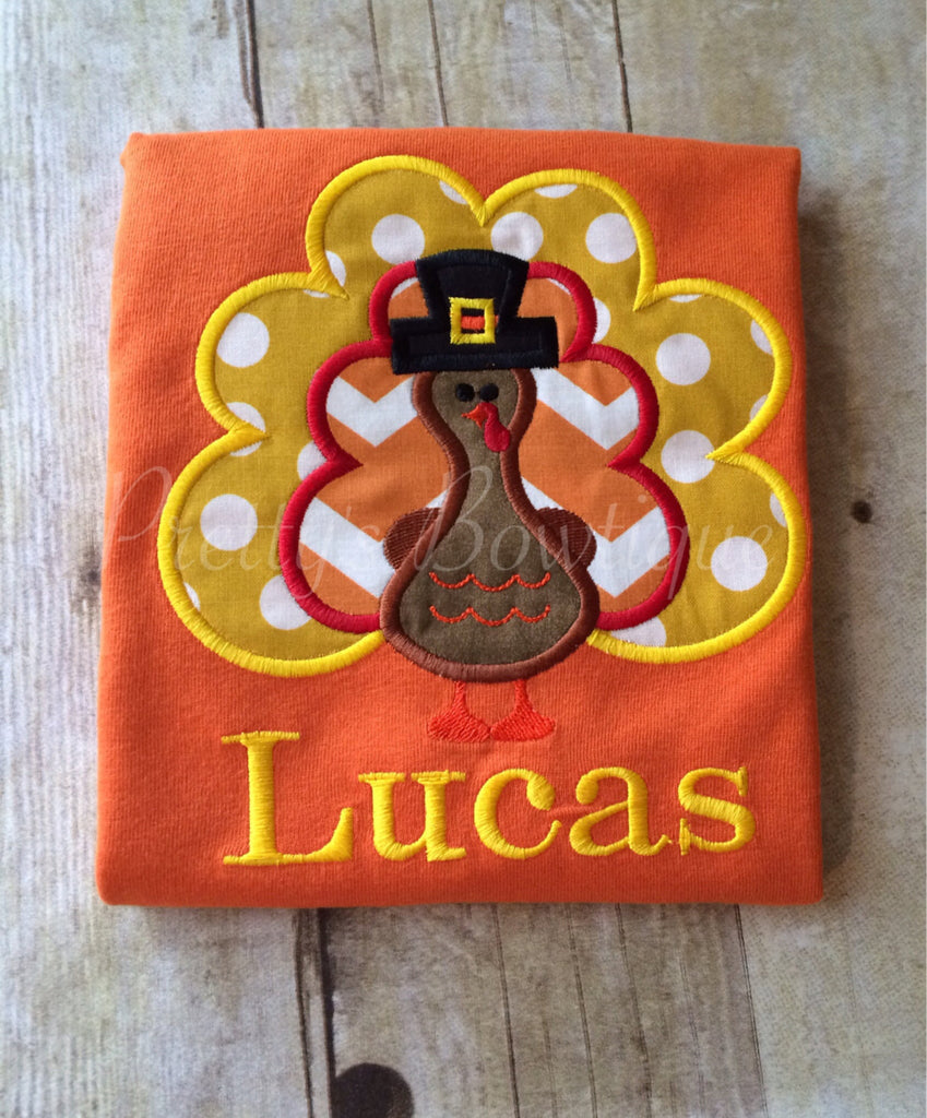 Thanksgiving babies , toddler, and children. boy TURKEY ORANGE SHIRT - Pretty's Bowtique