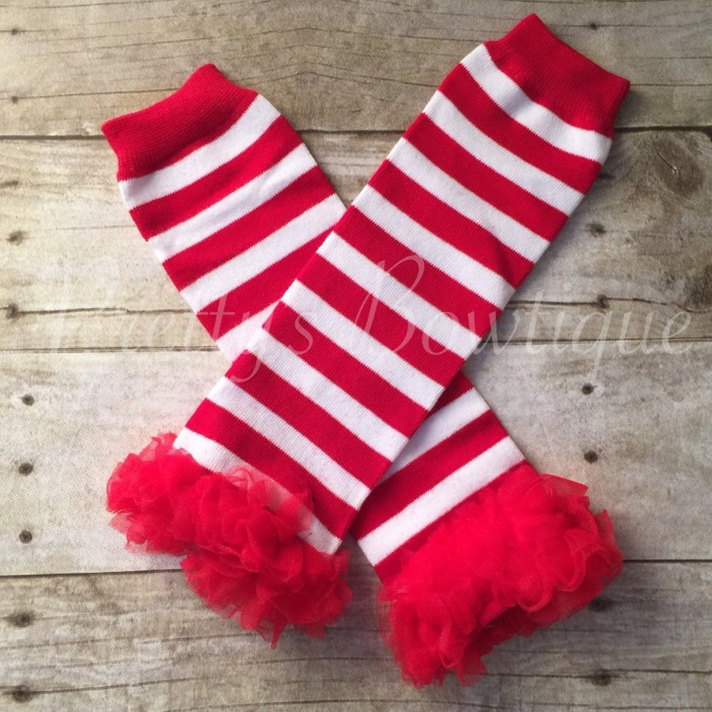 Red and White Striped Legging Leg Warmers for Babies - Pretty's Bowtique