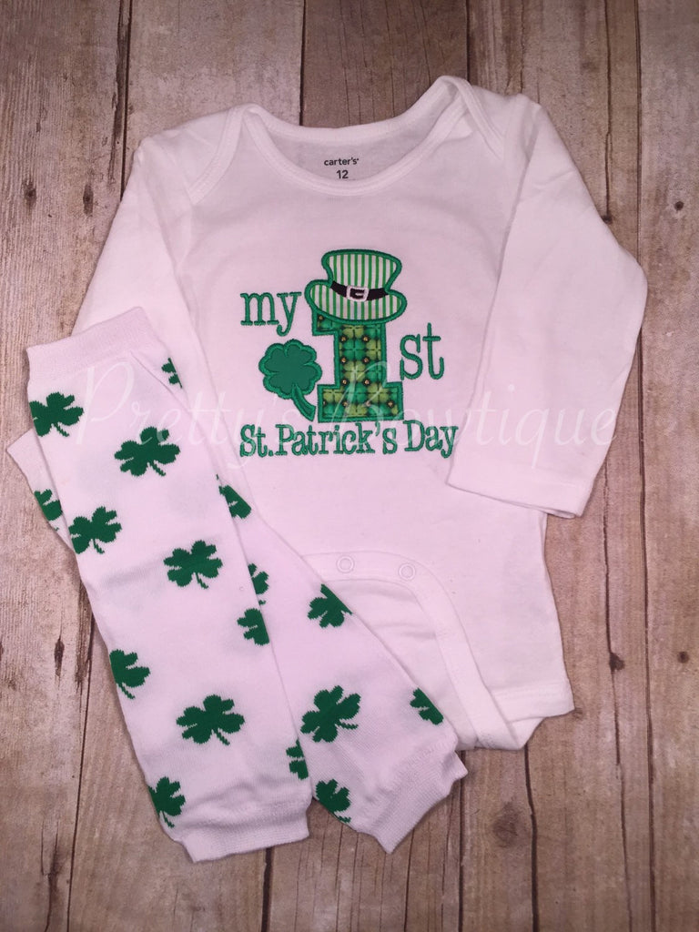 My First St. Patricks Day shirt with legwarmers - Pretty's Bowtique