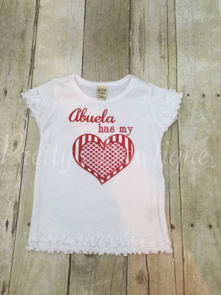 Custom shirt Teta~Nana~Daddy~Mommy~Sissy~brother~poppa~Meme~Mimi~ has my heart - Pretty's Bowtique