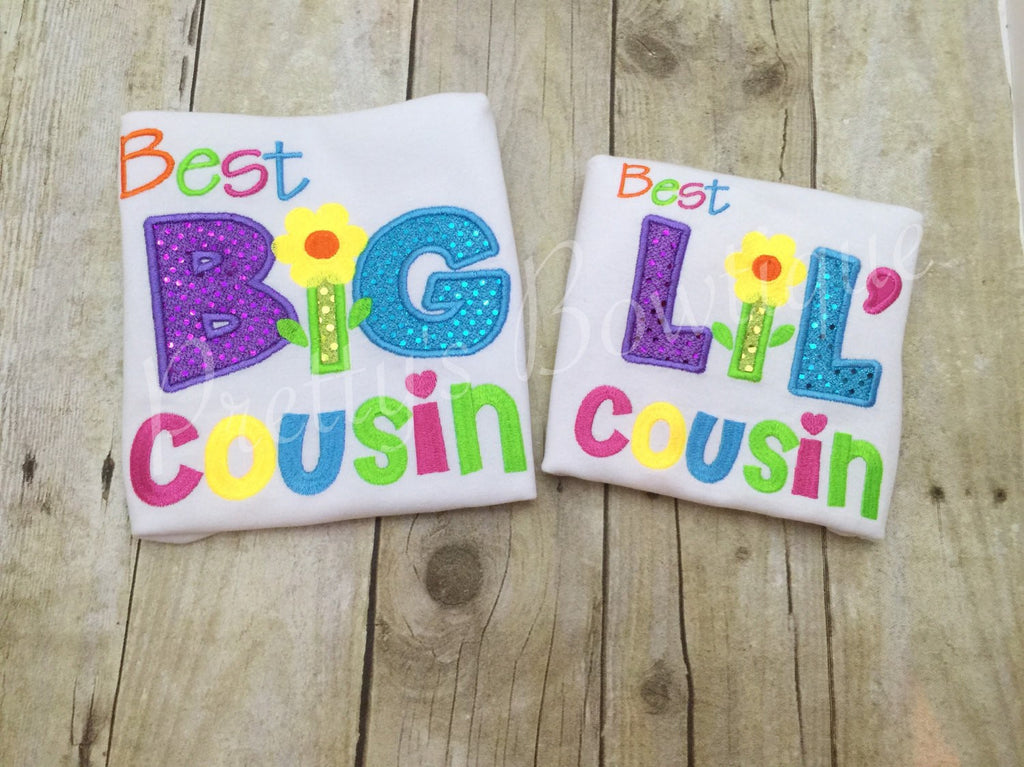 Girls Cousin t shirt or bodysuit  -- Adorable cousin Shirt  Big or Lil can customize - Pretty's Bowtique