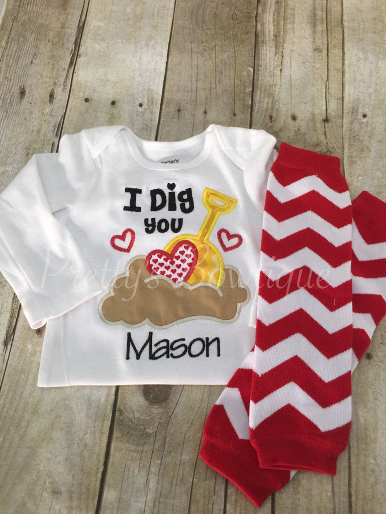 I dig you Valentine's Day outfit  Shirt and Leg warmers boy.  Valentines boys shirt - Pretty's Bowtique