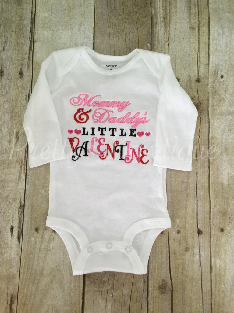 Mommy and daddys little Valentine  Valentine's Shirt First Valentines Babies First Valentines Day - Pretty's Bowtique