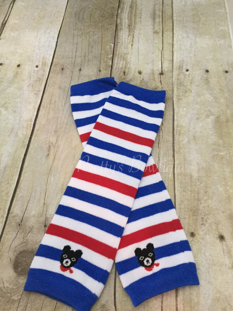 Leg warmers Red White and Blue Stripe -Baby leg warmers Usa 4th of JULY - Pretty's Bowtique