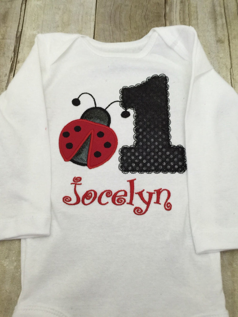 Ladybug Birthday Bodysuit or Shirt any age  Lady Bug 1st Birthday first birthday shirt - Pretty's Bowtique