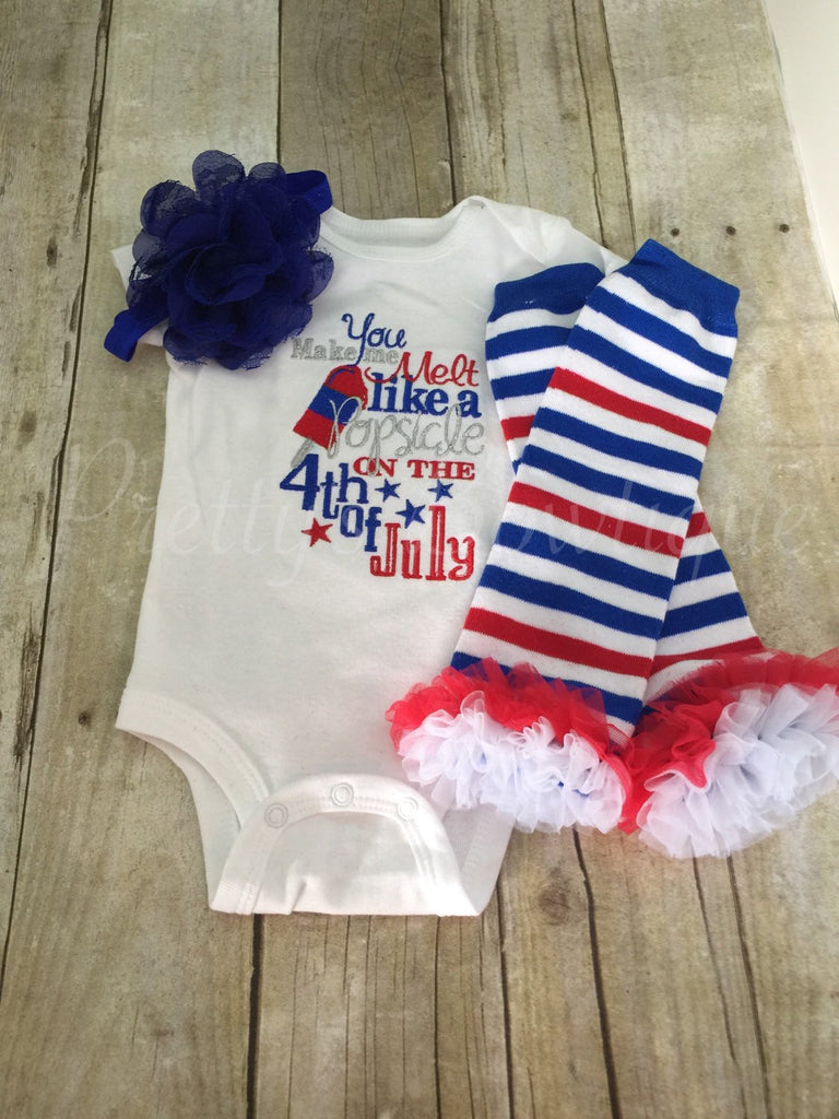 Fourth of July Outfit Melt like a POPSICLE on the 4th of July outfit 3 piece set - Pretty's Bowtique