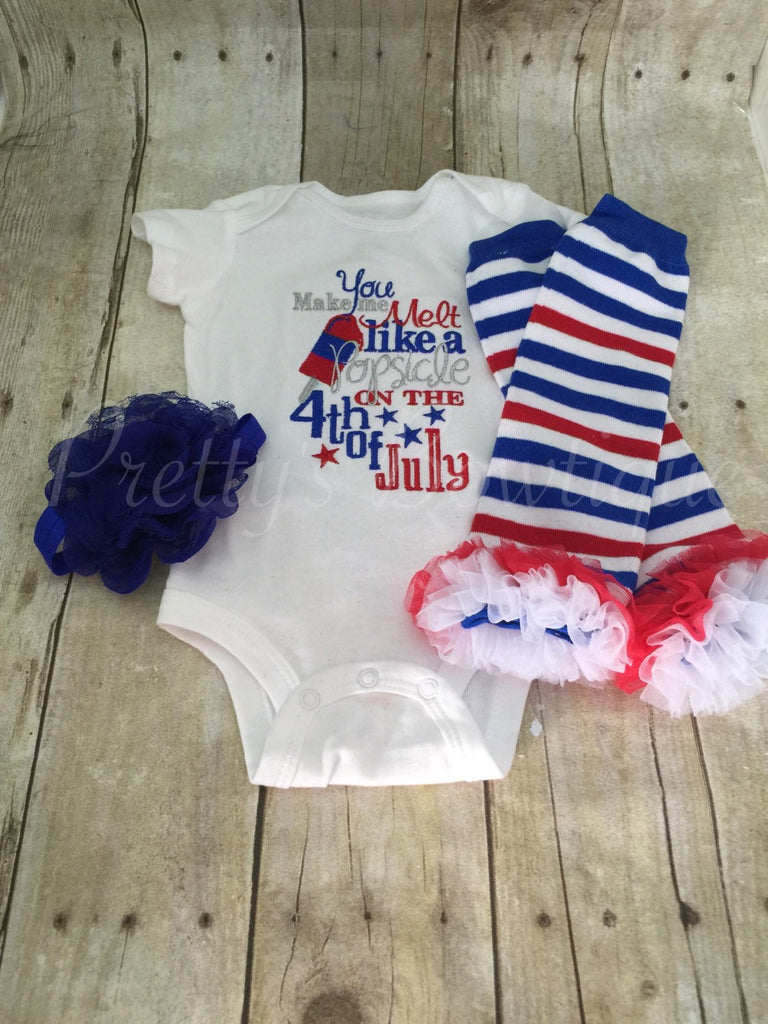 Fourth of July Outfit Melt like a POPSICLE on the 4th of July outfit 3 piece set - Pretty's Bowtique