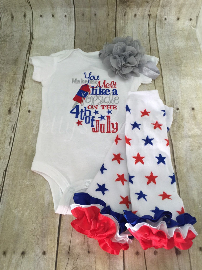 4th of July outfit Fourth of July Outfit Melt like a POPSICLE on the 4th of July outfit 3 piece set - Pretty's Bowtique