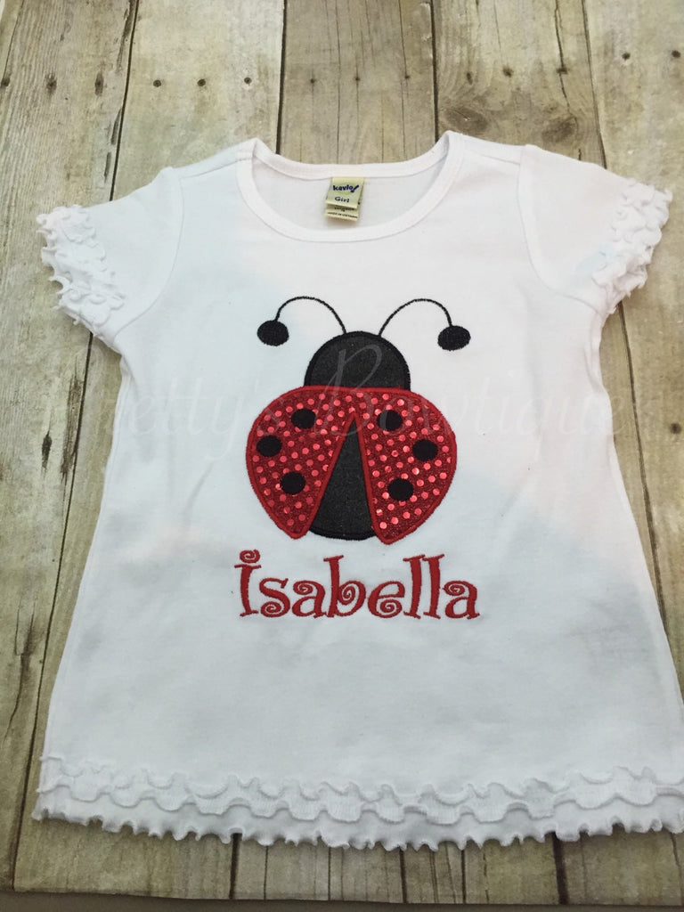 Girls Lady Bug shirt birthday shirt babies, toddlers, children, adults - Pretty's Bowtique