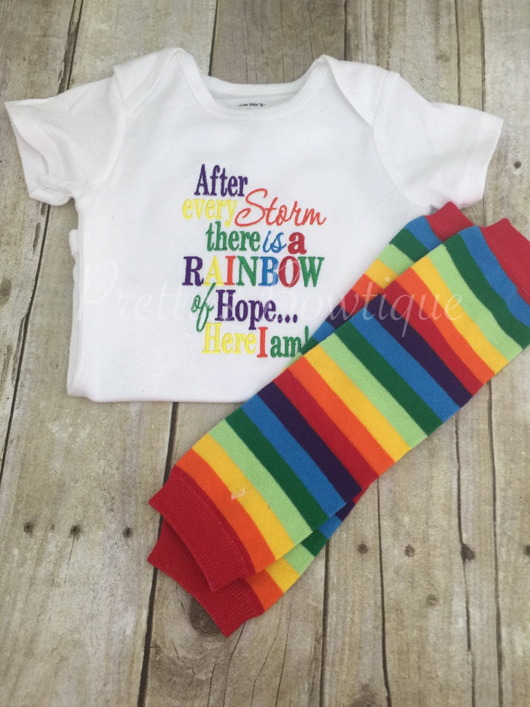 Rainbow Baby Set Bodysuit or shirt and matching legwarmers Miracle baby - Pretty's Bowtique