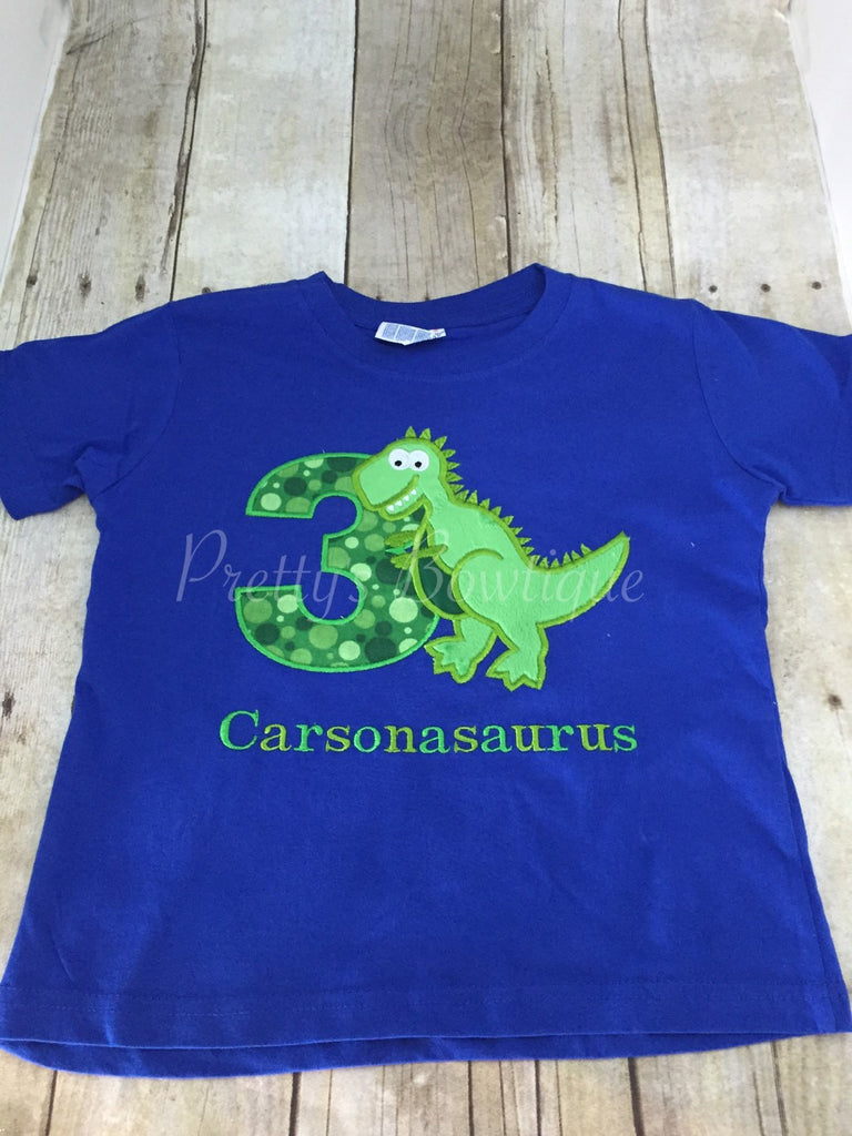 Dinosaur Birthday Shirt you can pick colors and fabrics - Pretty's Bowtique