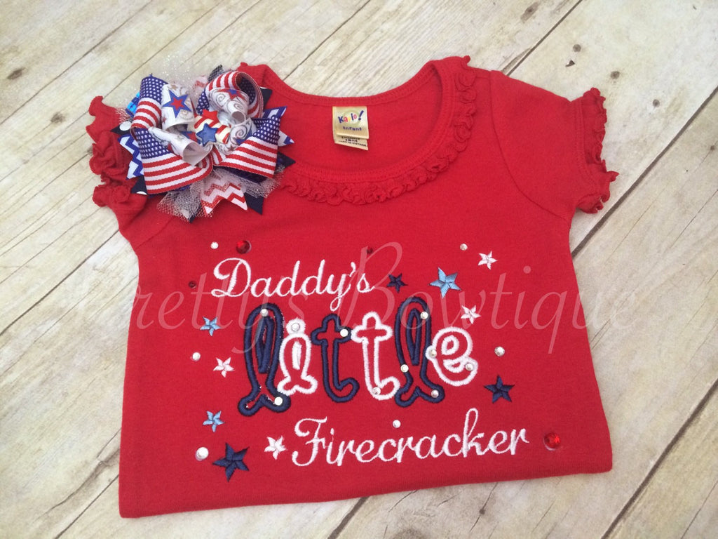 Daddy's Little Firecracker Fourth of July Shirt.  4th of July summer shirt - Pretty's Bowtique