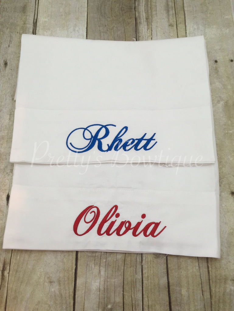 Embroidered Name or Monogram Pillow Case - Pretty's Bowtique