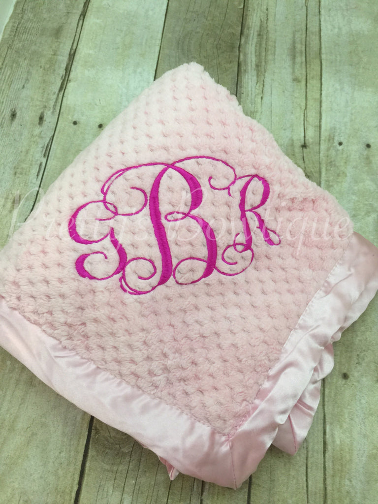 Monogram or personalized baby blanket Plush super soft Pink - Pretty's Bowtique