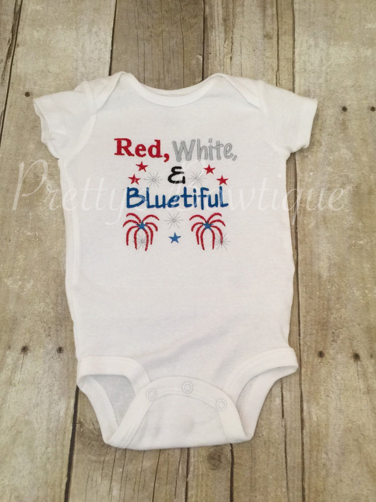 Red, white & bluetiful Fourth of July bidysuit 4th of July onesie or T shirt - Pretty's Bowtique