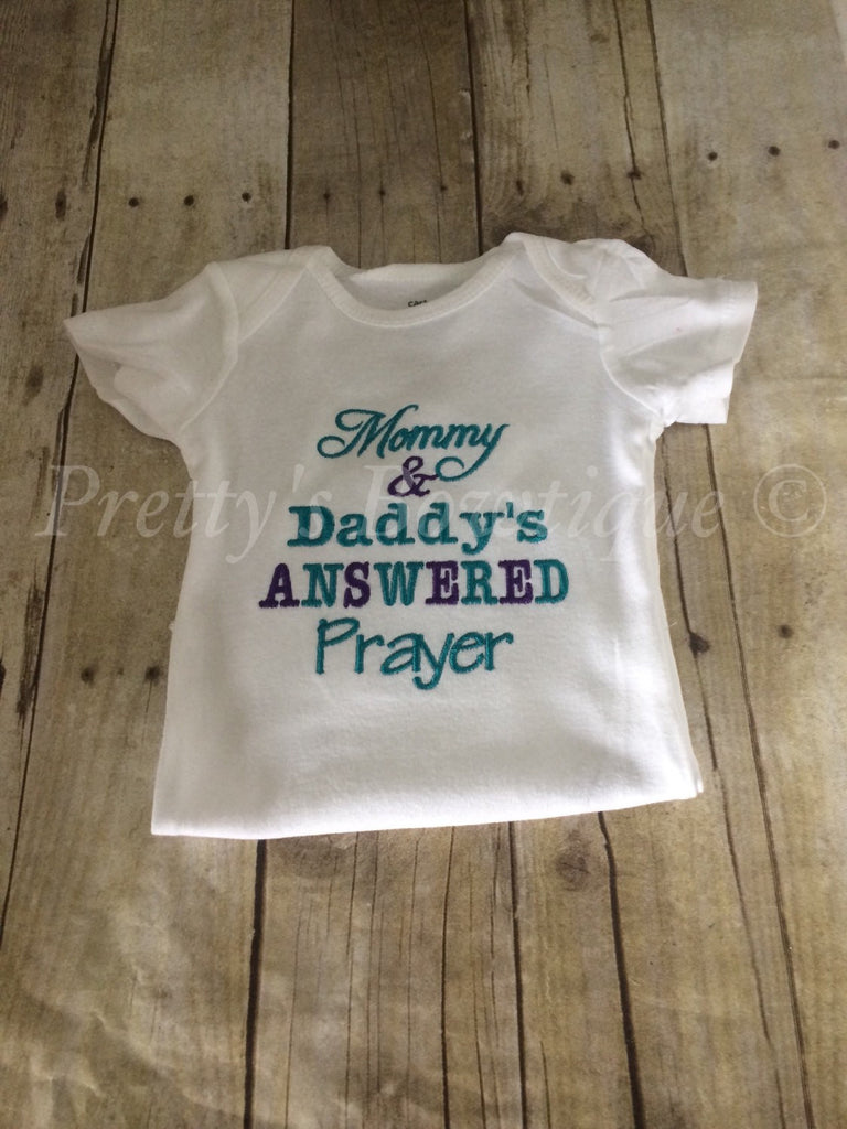 Mommy & Daddy's ANSWERED PRAYER bodysuit coming home shirt outfit - Pretty's Bowtique