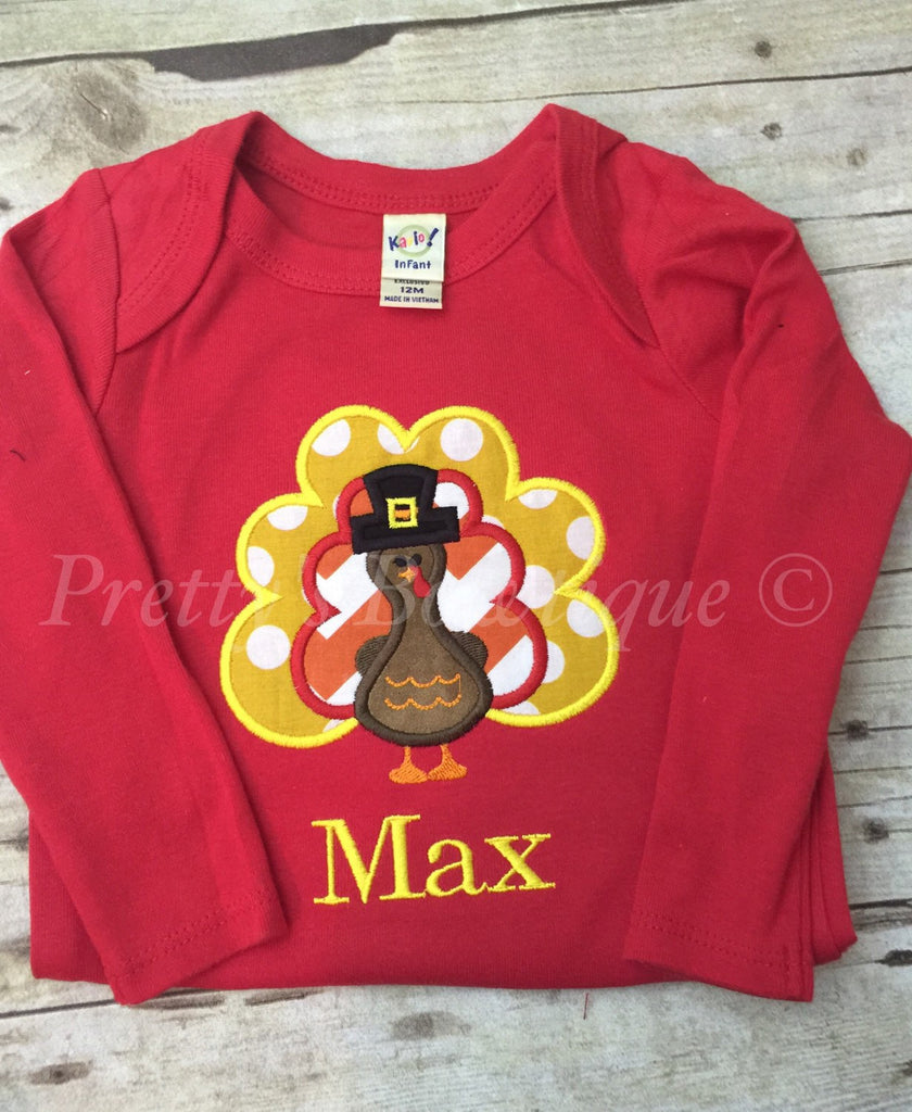 Thanksgiving Turkey personalized shirt or bodysuit  can customize for boys or girls - Pretty's Bowtique