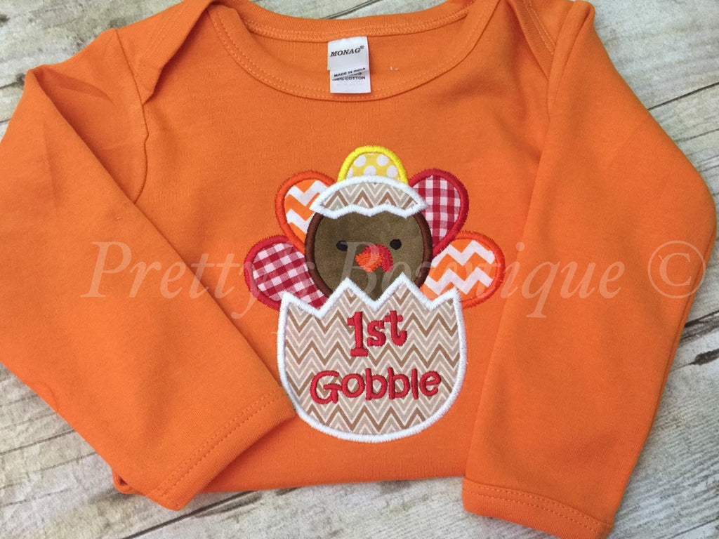 First Thanksgiving Boy Shirt or Baby Bodysuit --Boys 1st Thanksgiving bodysuit or t shirt - Thanksgiving Shirt My 1ST Gobble - Pretty's Bowtique