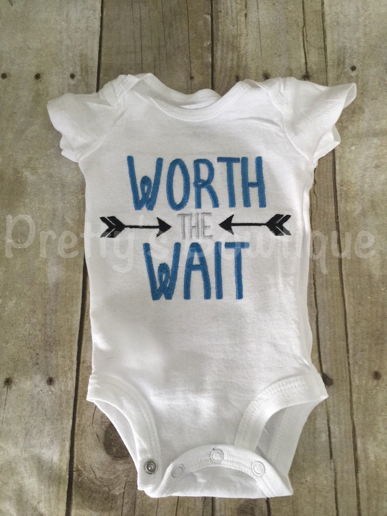 Worth the Wait Bodysuit or shirt can be customized Hospital or Coming home outfit baby boy - Pretty's Bowtique