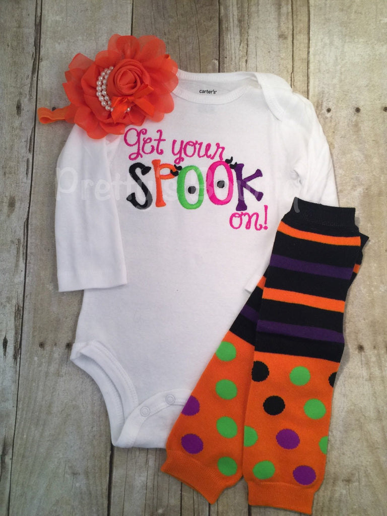 Get your spook on outfit bodysuit or shirt, headband and legwarmers. Halloween outfit - Pretty's Bowtique