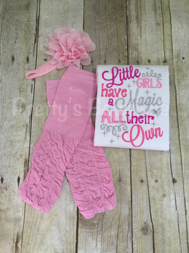Little girls have a magic all their own shirt, legwarmers, and headband Set can be customized - Pretty's Bowtique