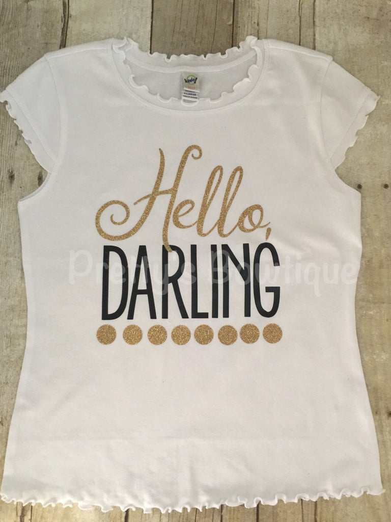 Hello Darling girls Bodysuit or t shirt - Pretty's Bowtique