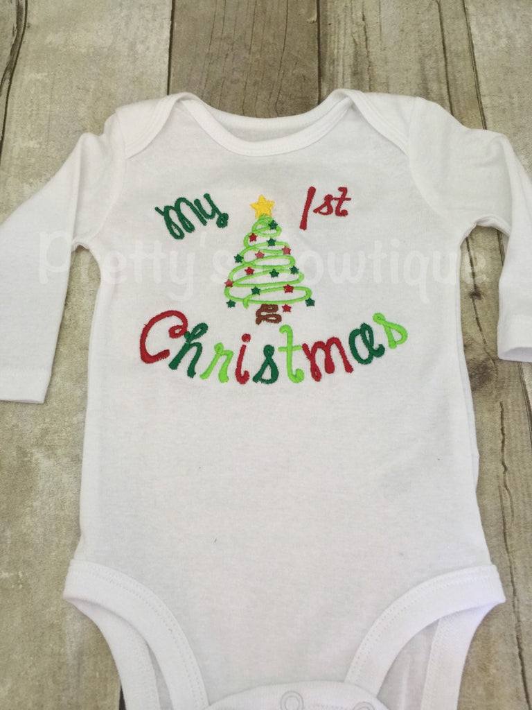 My First Christmas Baby Girl Shirt or Bodysuit Sizes Newborn to 2T - Pretty's Bowtique