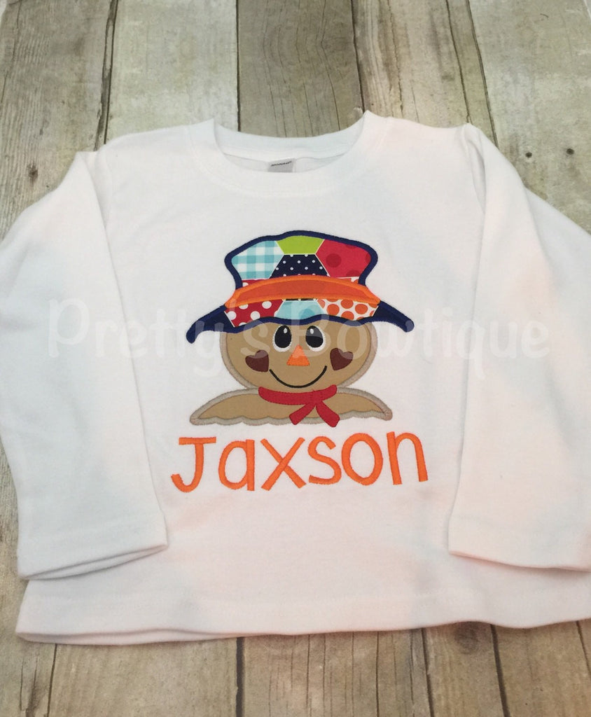 Boy's Fall Scarecrow T Shirt / Bodysuit for Newborn, Toddler & Youth Personalized with Name - Pretty's Bowtique