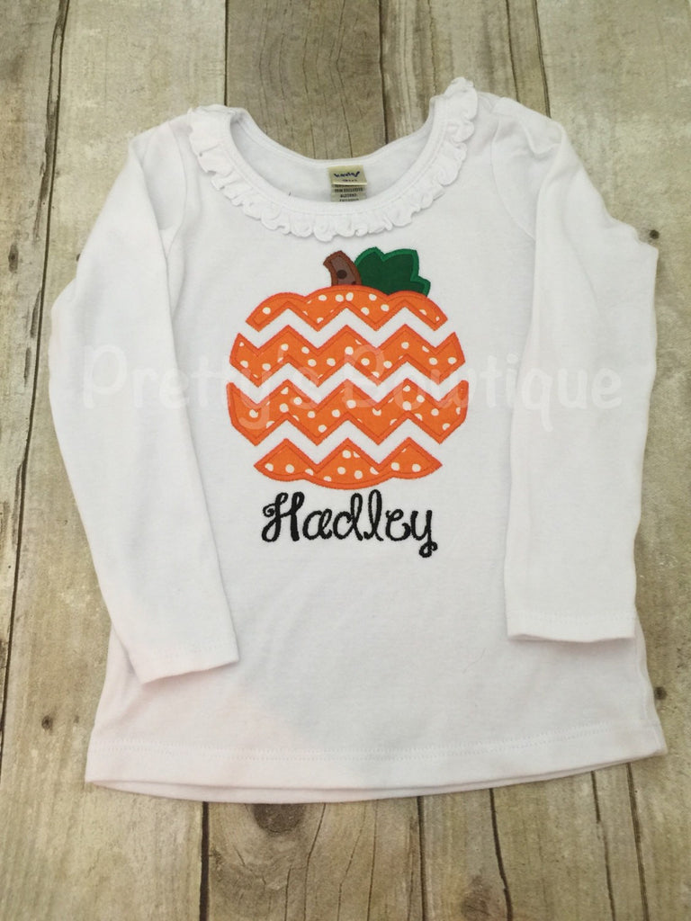 Pumpkin Shirt Toddler, Baby Girl or Girls Sizes Newborn to Youth XL -- Personalized with Name - Pretty's Bowtique