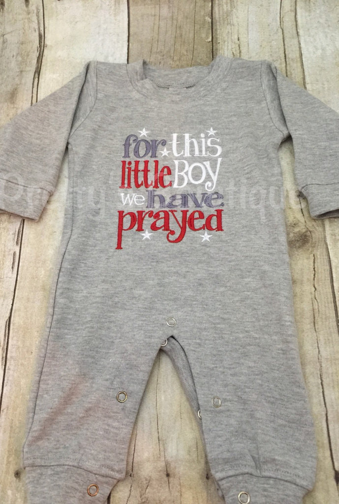 FOR this Little BOY I or WE have Prayed one piece romper - Pretty's Bowtique