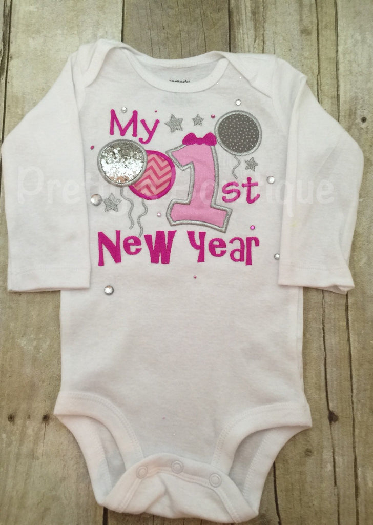 Girls 1st New Year's Shirt or bodysuit any size ADD name for NO CHARGE 2016 - Pretty's Bowtique