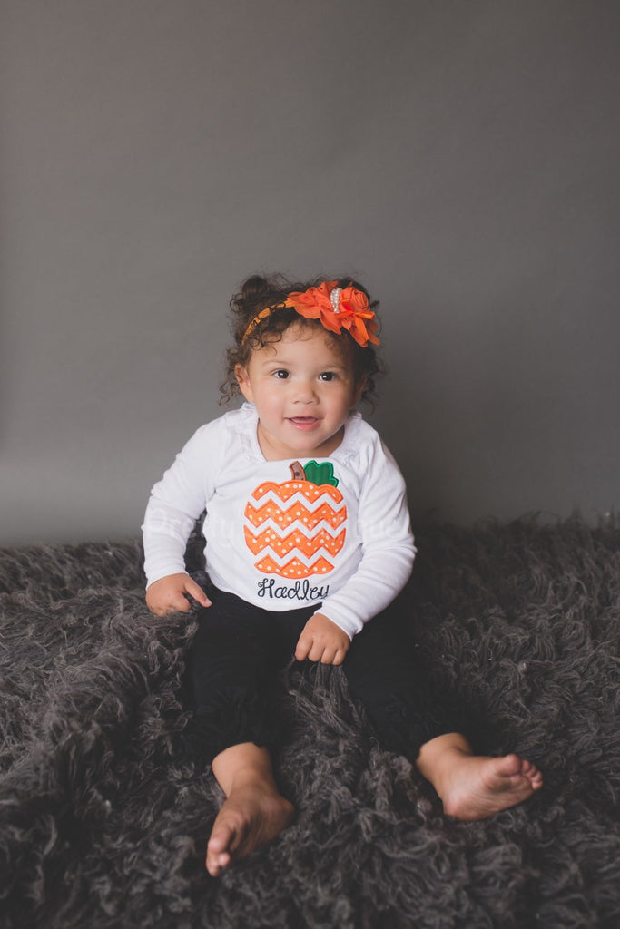 Pumpkin Shirt Toddler, Baby Girl or Girls Sizes Newborn to Youth XL -- Personalized with Name - Pretty's Bowtique